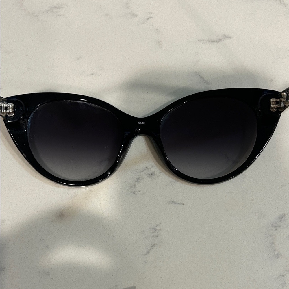 Brighton Glossy Black Cat-Eye Sunglasses - Picture 4 of 12